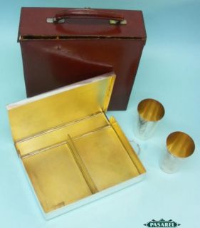 RARE Silver Plated Box 2 Beakers Picnic Set James Dixon Sons England 