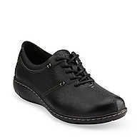 Clarks Womens Beals Oxford Casual Shoes Black Tumbled Leather 80646 