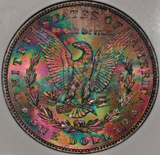 1887 Morgan Dollar NGC MS63* Battle Creek Collection Monster Rainbow 