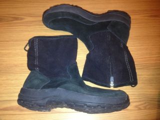 Bean Womens Black Boots Suede & Fleece Midcalf Snow Winter 
