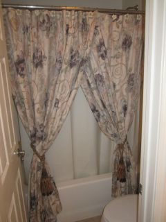 Beautiful Croscill Shower Curtains, ivory floral hooks, and specialty 