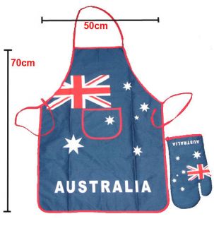 Australia Flag BBQ Set Apron Oven Glove New Free Po