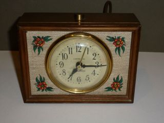 Vintage Seth Thomas Electric Bedside Clock Alarm Floral Motif Lighted 