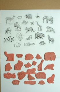 20 PC Set Critters Unmounted Rubber Stamps Beastly