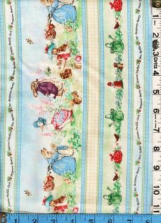 Fabric Victorian Garden Tales Beatrix Potter Peter Rabbit Stripe Fun 