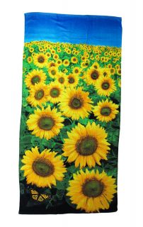 Beautiful Summer Sunflower Field Beach Towel 59 in x 31 In