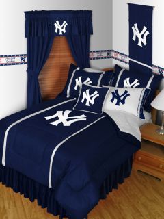 NY Yankees Bed in A Bag w Curtains Valance Sidelines Comforter Set 