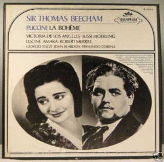 Puccini La Boheme Beecham Bjoerling Seraphim Box 2 LP