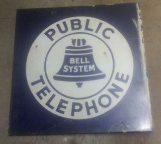 Vintage Bell Telephone Public Phone Metal Sign 18 x 18