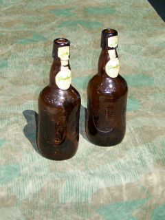Vintage GROLSCH Holland beer lager bottle lot 2 brown glass bottles w 