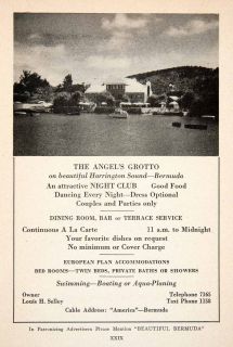 1947 Ad Angels Grotto Harrington Sound Bermuda Night Club Amenities 