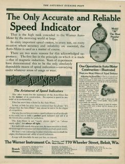 1910 ad warner auto meter speed indicator beloit wis