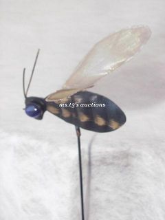Black Bee Wasp Hornet Yard Stake Garden Statue Blu Eyes