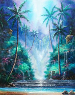 New Schira Signed 4x5 Print Hawaii Ocean Waterfalls Paintings Art 
