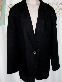Harve Benard Holtzman Womens XL Black Linen Blazer Fully Lined Coat 