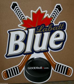 Labatt Blue Beer Die Cut Hockey Sign Metal Sign