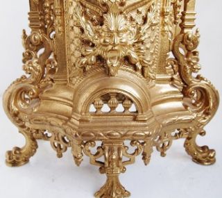   Solid Gilt Bronze Palace 8 Day Twin Bell Strike Mantel Clock