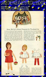 LARGE ONE PAGE AD. BETSY McCALL DOLL BETSYS SCHOOL/THANKSGIVING DAY 