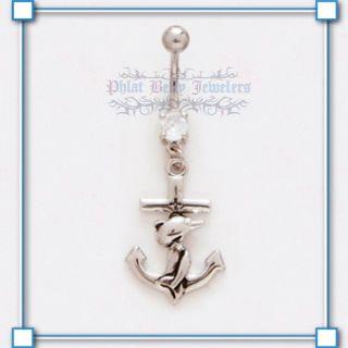 Dangle Belly Ring Dolphin Around Boat Anchor DBR DPH08