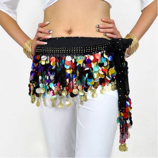 Shining Multi Color Sequins Coin Belly Dance Hip Scarf
