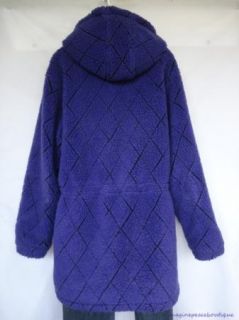 Bean Royal Purple Berber Fleece Hoodie Lined Fall Jacket Anorak 