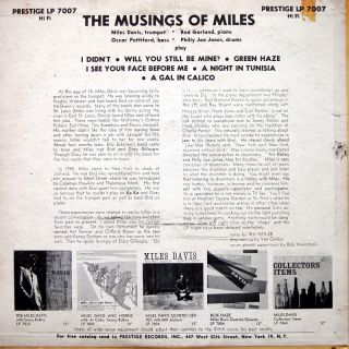 Miles Davis The Musings of Miles LP Prestige PR 7007 Orig US 55 NYC 