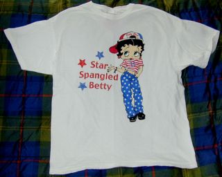 Funny Patriotic Betty Boop Cartoon T Shirt Sexy Flag L