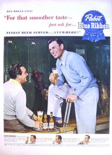 1950 Pabst Blue Ribbon Ben Hogan Golf Print Ad