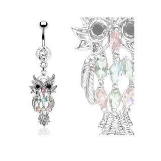   Owl Belly Ring Navel Dangle Fancy Button Piercing Jewelry B340