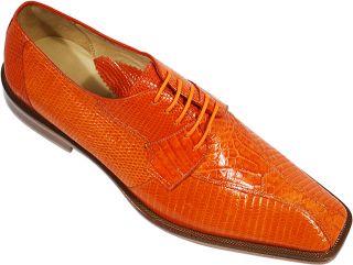 Belvedere Rossi Orange Genuine Crocodile Lizard Shoes Sz 12