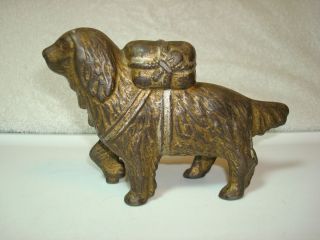 WILLIAMS CAST IRON ST. BERNARD WITH PACK DOG BANK EARLY 1900s