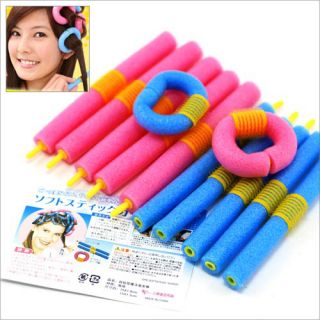 12 x Soft Twisty Foam Benders Safe Hair Dressing Curlers Bendy Curly 