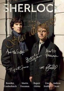    signed PP autograph TV poster Benedict Cumberbatch Martin Freeman