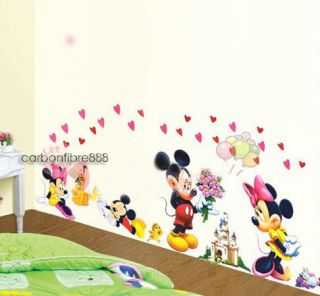 Large Mickey Mouse Love Minnie Wall Stickers Childrens Nursery Girls 
