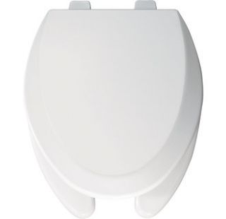 Bemis White Elongated Open Front Toilet Seat with Cover and Ultrahinge 
