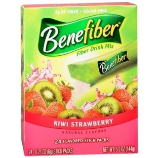 Benefiber Sugar Free Fiber Drink Mix   24 Kiwi Strawberry Stick Packs 