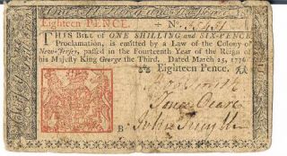 United States New Jersey 18D S1819 Dated 25th March 1776