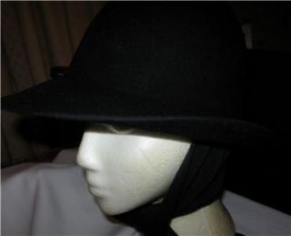 NWT Betmar Black Wool Fedora Hat with Attached Scarf Style #5923