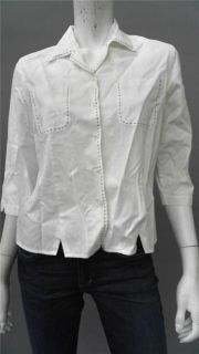 Harve Benard by Benard Holtzman Misses s Cotton Button Down Top White 