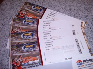 Tickets to Bristol NASCAR Irwin Tools Night Race 8 25 2012