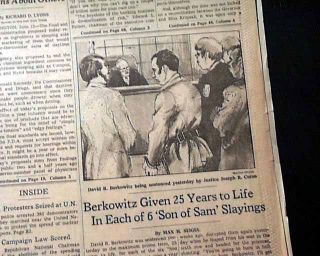 Serial Killer David Berkowitz Son of Sam Sentenced to Life 1978 NYC 