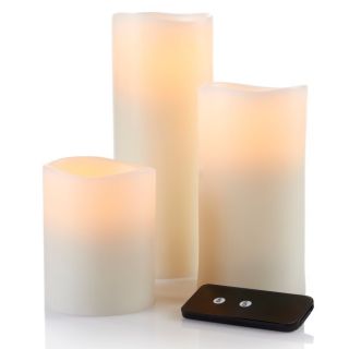 Nate Berkus Set of 3 Flameless Candles with Remote Ivory  Brand New 