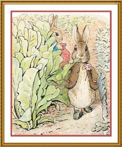 Beatrix Potter Benjamin Rabbit Eats Lettuce Counted Cross Stitch Chart 