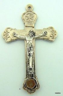 Roma Cattacombs Dirt Real Relic Crucifix Cross 1 3/4 Pectoral 
