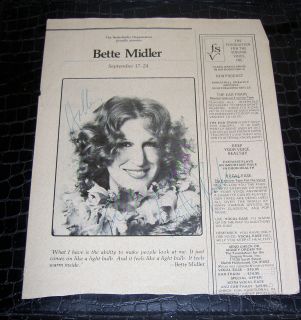 Bette Midler Autograph Signed in Person Greek Theatre Concert Sept 