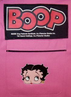 Betty Boop Pink Black Classic Shirt w Back Pleats Boop Face Patch on 