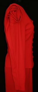 CLAUDE BERT PARIS Red Jacket Skirt Suit 36 / 2 Flower Rose Sleeve 