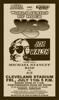 Yes Joe Walsh 1975 World Series of Rock Concert Poster