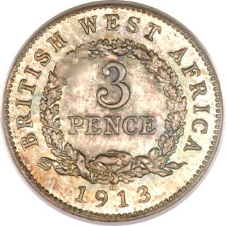 1919 British West African 3 Pence Coin 925 Silver