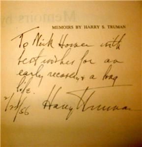 Harry Truman Signed Kansas City Edition Vol 1 Memoirs with Vol 2 1st 